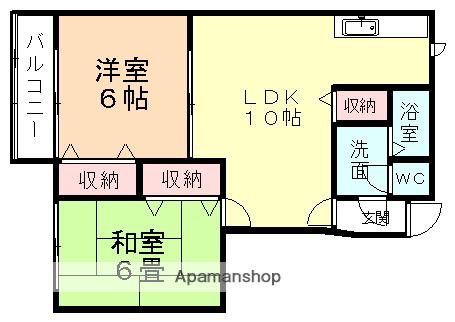 ヴィラ・アエロポールⅢ(2LDK/1階)の間取り写真