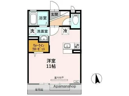 D-ROOM下黒田(ワンルーム/1階)の間取り写真