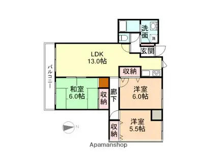 エレガンスコーポ京田オダケビル(3LDK/4階)の間取り写真