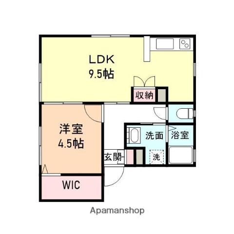 ナチュラルビレッジ富岡町 B棟(1LDK/1階)の間取り写真