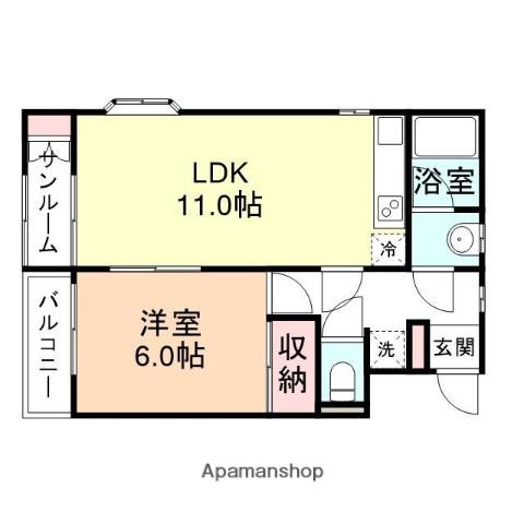 ソレイユ野村第五(1LDK/3階)の間取り写真