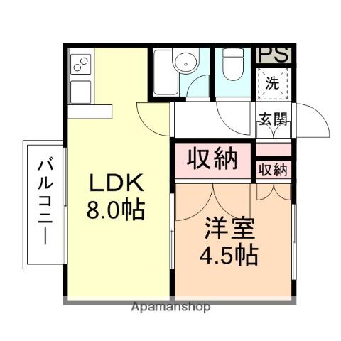 モア・アペックス横田本町(1LDK/1階)の間取り写真