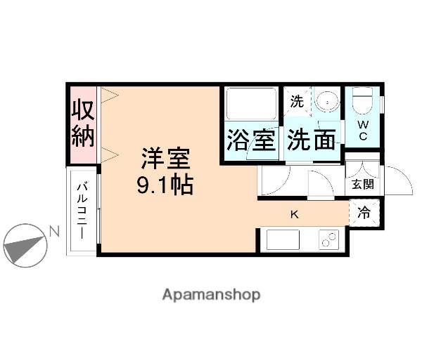 オーベルジュ駅南南田町(1K/2階)の間取り写真
