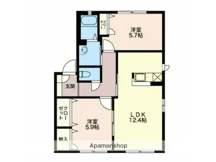 フォーレス壱番館(2LDK/1階)の間取り写真