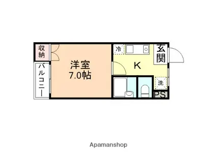 ハイ・アメニティ川原本町(1K/1階)の間取り写真