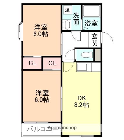 フジハイツ(2DK/2階)の間取り写真