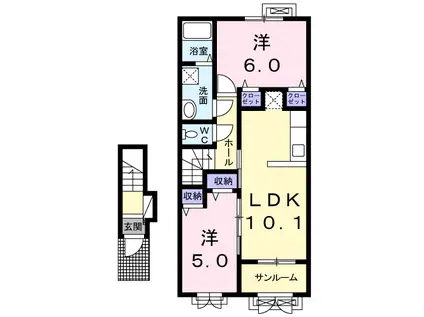 フェリス(2LDK/2階)の間取り写真