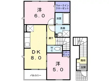 エレンシア A(2DK/2階)の間取り写真