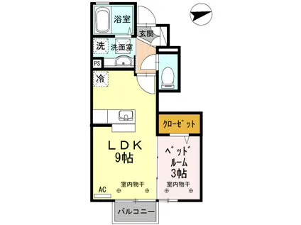 CENTER LINK(1LDK/1階)の間取り写真