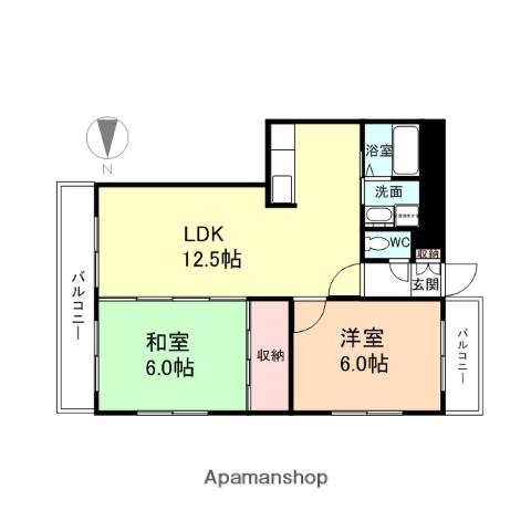 サンライト イン 砺波(2LDK/2階)の間取り写真