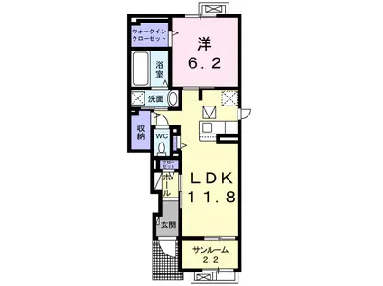 プラウド 内免Ⅱ(1LDK/1階)の間取り写真