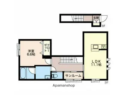 RESIDENZ FALKEⅡ(1LDK/2階)の間取り写真