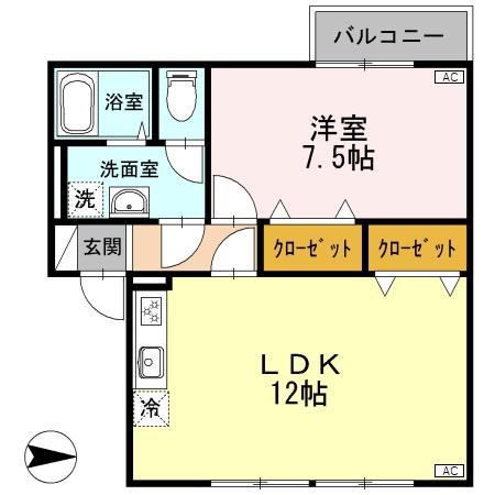 コーポコスモス(1LDK/2階)の間取り写真