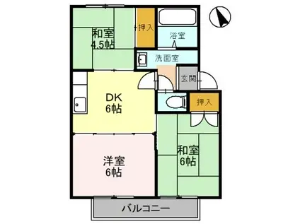 セジュールすばる B(3DK/2階)の間取り写真