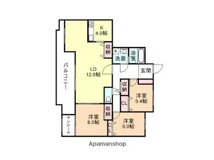 ライオンズマンション高岡中島町(3LDK/6階)の間取り写真