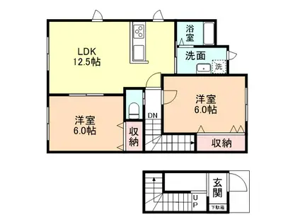 ル・グランヴェールⅡA(2LDK/2階)の間取り写真