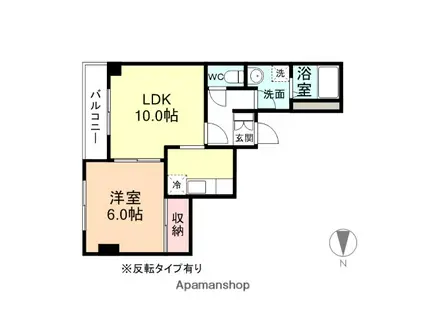 ベルトピア富山5B棟(1LDK/1階)の間取り写真