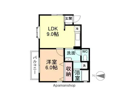 ハピネス(1LDK/1階)の間取り写真