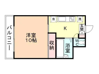 PLAZA布瀬(1K/2階)の間取り写真