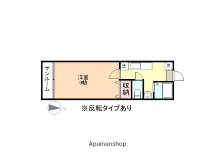 グランコート富山(1DK/2階)の間取り写真