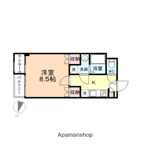 JOY婦中(1K/1階)の間取り写真