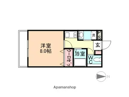 ハイランド西田地方(1K/3階)の間取り写真