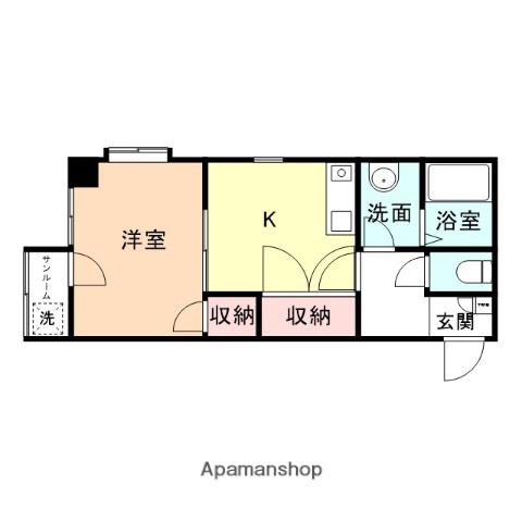 グランデ大山(1K/2階)の間取り写真