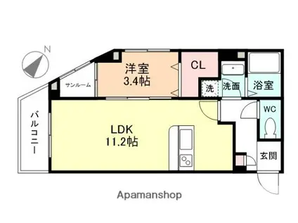 ドリーム23(1LDK/1階)の間取り写真