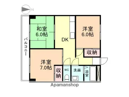 アシスト第2富山マンション(3DK/2階)の間取り写真