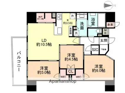 クレアホームズ富山上本町(3LDK/14階)の間取り写真