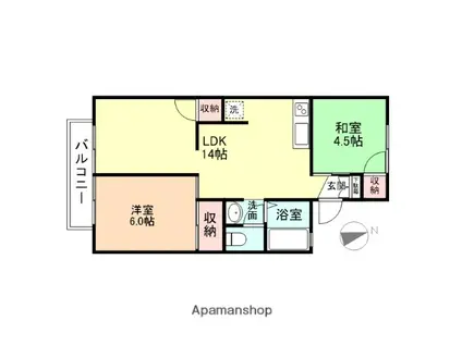 グリーンヒルズ(2LDK/2階)の間取り写真