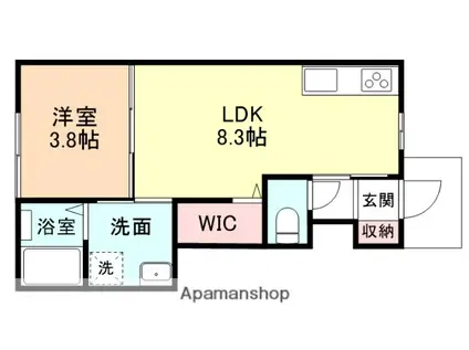 ENCIEL(1LDK/1階)の間取り写真