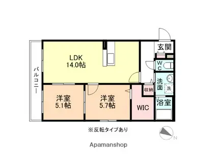 ハートフル ウィステリア(2LDK/1階)の間取り写真