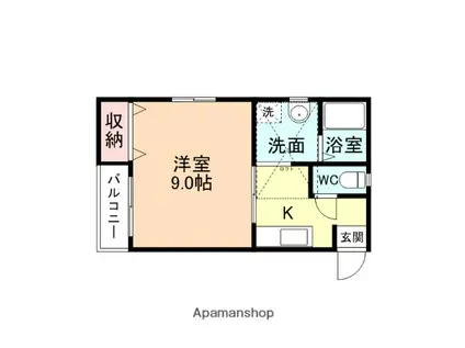 富山地鉄本線 越中荏原駅 徒歩1分 2階建 築21年(1K/2階)の間取り写真