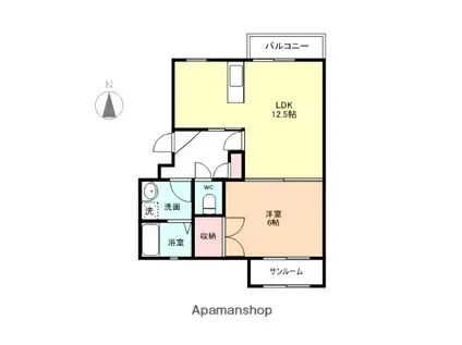 メゾングランデージ金屋(1LDK/1階)の間取り写真