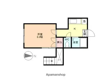 サントピア北代(1K/2階)の間取り写真