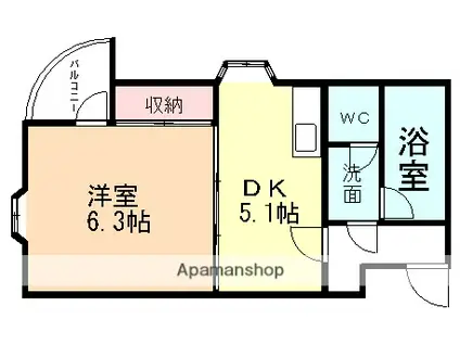 ラヴィラ大沢野(1DK/4階)の間取り写真