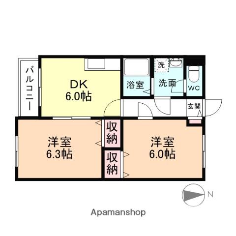 ソフィア堀川(2DK/1階)の間取り写真