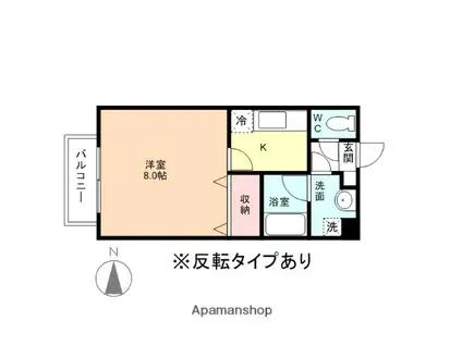 ラフォーレ花園Ⅱ(1K/2階)の間取り写真