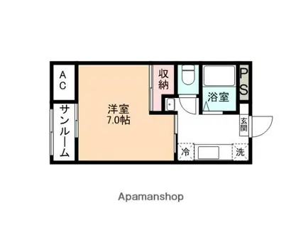 グリーンヒルズ1号館(1K/3階)の間取り写真