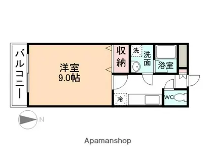 MAX布瀬(1K/4階)の間取り写真