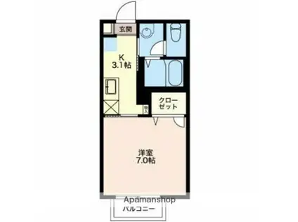 シャーメゾン掛尾(1K/2階)の間取り写真