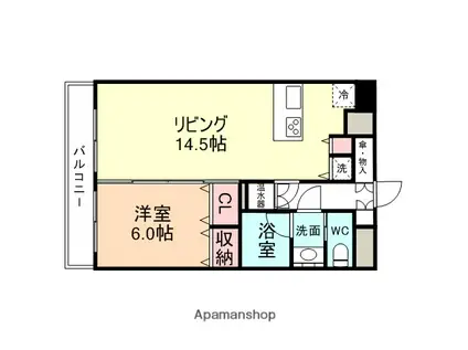 ファーストレーベン新富町(1LDK/6階)の間取り写真