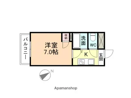 ニューハイツ五福(1K/4階)の間取り写真