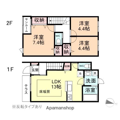 ナチュラルヴィレッジ町村Ⅱ D棟(3LDK)の間取り写真