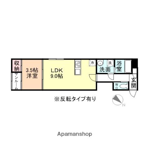 WHITE SQUARE(1LDK/1階)の間取り写真