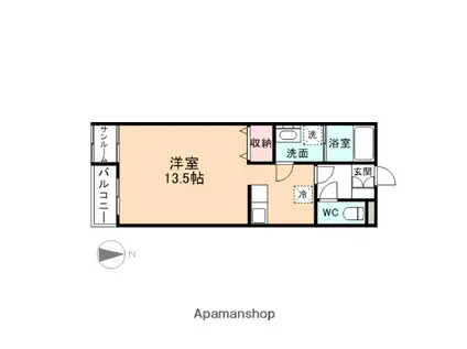 PLAZA新園町(ワンルーム/1階)の間取り写真