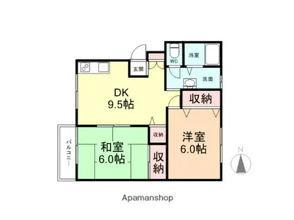 メルエ・ド・ファン(2DK/2階)の間取り写真