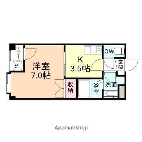 グランデ大山(1K/3階)の間取り写真