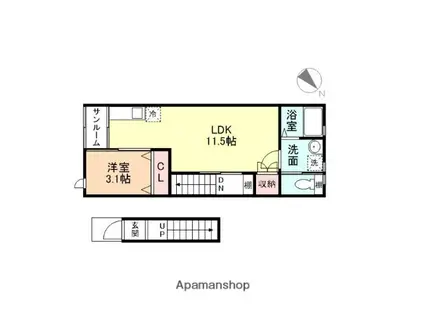 プレシャス五福(1LDK/2階)の間取り写真